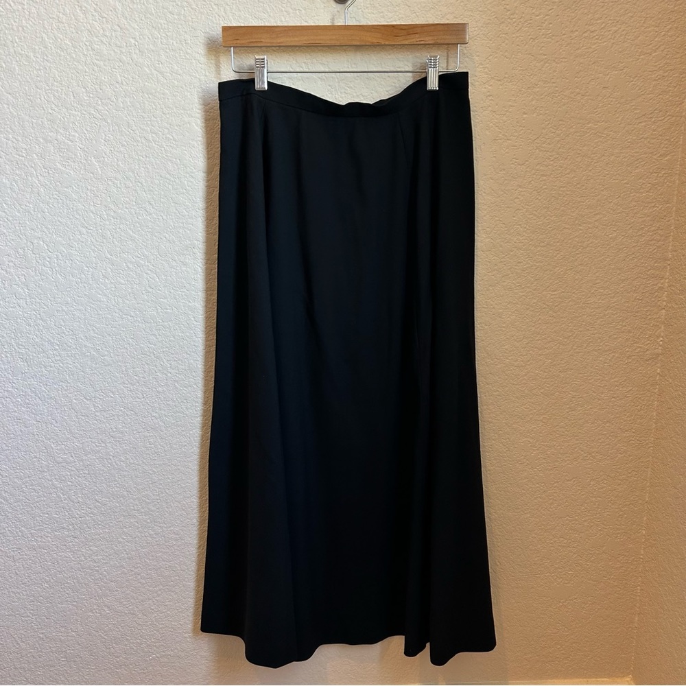 Nordstrom Black Wool Long A-Line Skirt Size 14